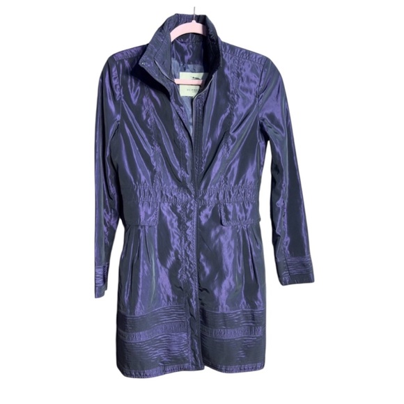Burberry Jackets & Blazers - Burberry London Metallic Purple Nylon Trench Coat Jacket Made in Italy Size 6